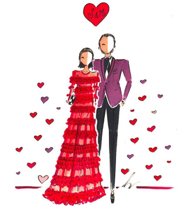 Valentines Day Custom Portrait Illustration 